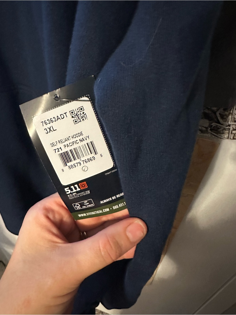 5.11 Navy Blue Hoodie Sweatshirt - Picture 6 of 8